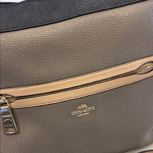 Coach Black and Brown Leather Colorblock Tote (Like New) - Picture 5 of 12